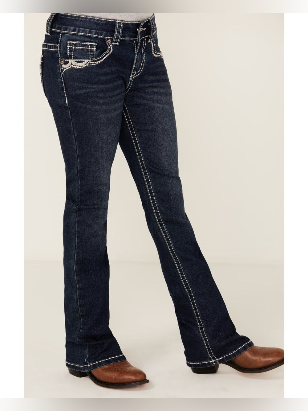Shyanne girls bootcut floral embroiderey light thred mid rise to low rise jeans